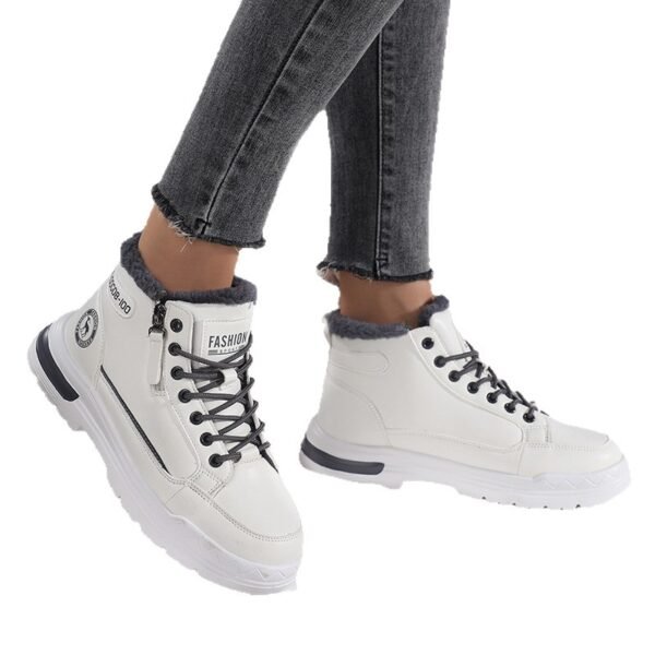 Women's Winter Leather Fleece Lined Warm Cotton Shoes Casual Outdoor Snow Boots