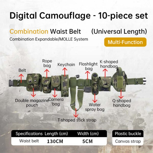 10-in-1 Tactical Holster & Flashlight Pouch Set, MOLLE Compatible Duty Belt System