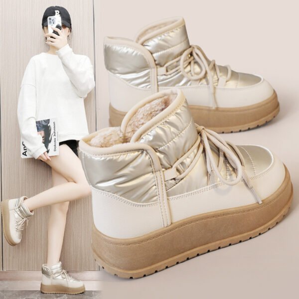 Women's Shoes New Winter Warm Fleece Lined High Top Thick Sole Elevated Cotton Shoes