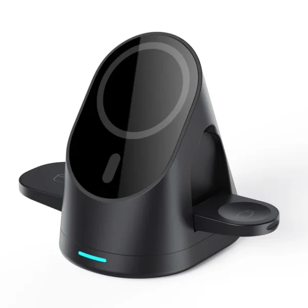 Magnetic wireless charger vertical three in one wireless charging stand suitable for Apple phones headphones and watcheser