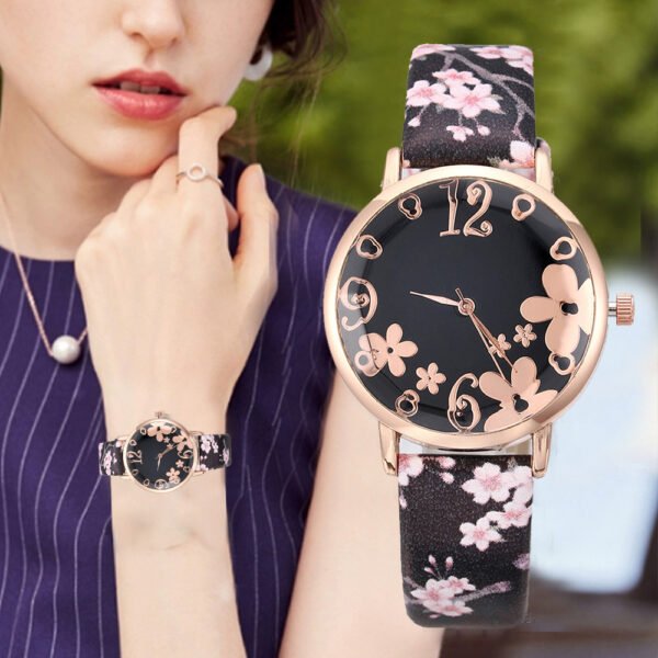 Wtch for women with embossed Colorful flowers small fresh printed belt Fashion Ladies Quartz Watch Exquisite Bracelet watch YE1