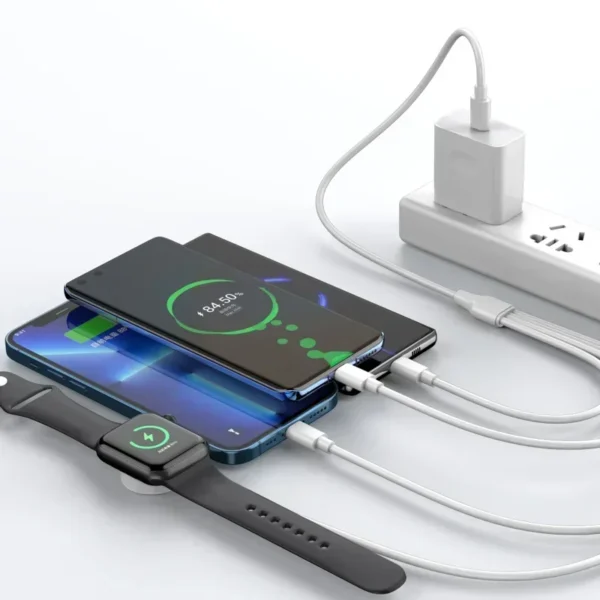 Mobile watch compatible with Apple iWatch four in one wireless charging cable digital wireless charger round four in one