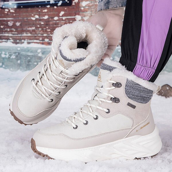 Fashion Style Type of Footwear  Winter Outdoor Mid-Cut Fleece Lined Snow Boots with Height Increase Warm Men's Cotton Shoes &amp Women's Warm Walking Shoes