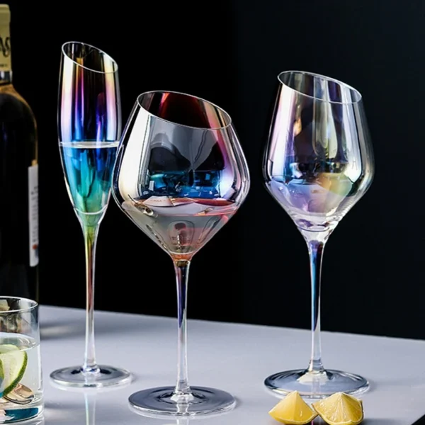 Creative Bevel Champagne Wine Glass Cups Crystal Transparent Goblet Colored Glasses Nordic Ins Style Color Changing Wine Cup