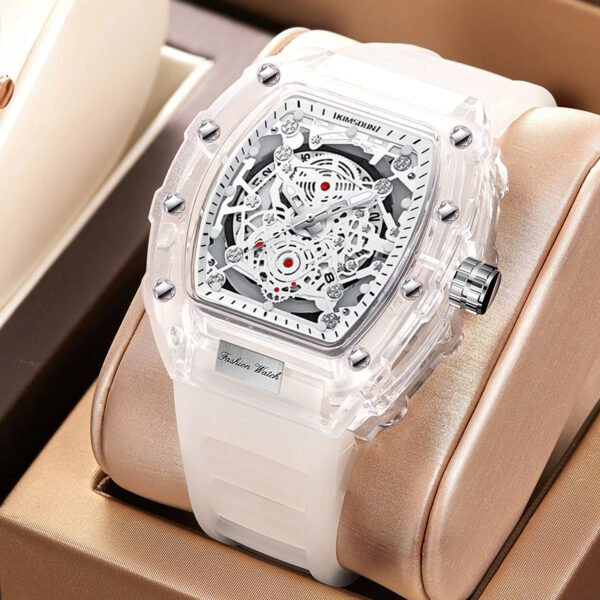 Cross-border Watch Unique Barrel-shaped Quartz Watch Fashion Transparent Men's Watch Waterproof Wristwatch